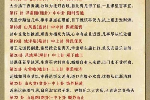 周公灵签与卦对应