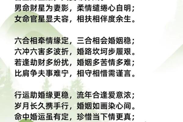 八字财星对应婚姻宫